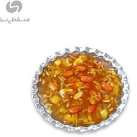 تصویر حلوا مسقطی چهارمغز ظرف فلزی – عادلی 