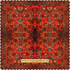 تصویر رومیزی مربع مخمل کوبیده طرح گلیم کد ۰۴ 