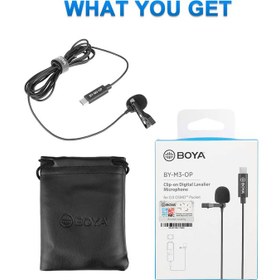 تصویر میکروفن یقه ای تایپ سی سیمی بویا BOYA BY-M3-OP Lavalier Microphone for DJI Osmo Pocket 