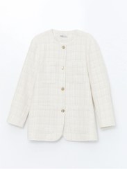 تصویر بلیزر توییت زنانه یقه دوچرخه‌ای اکوسه با آستین بلند - ال سی - LC Waikiki -- 978571232- اورجینال 