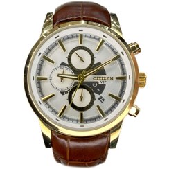 تصویر خرید قسطی | ساعت مچی مردانه سیتیزن چرم قاب طلایی کرنوگراف G9234/3 