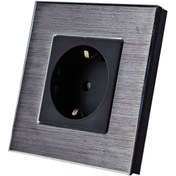 تصویر پریز برق ارت دار آلومینیومی مشکی Livolo پریز برق ارت دار آلومینیومی مشکی Livolo