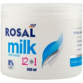 تصویر ماسک مو شیر 12در 1مغذی و آبرسان روزال(فری سولفات) Rosal 12 in 1 nourishing and hydrating milk hair mask 500ML