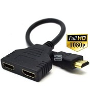 تصویر تبدیل 1 به 2 HDMI مادگی HDMI Splitter Adapter Cable 1 in 2 Out HDMI Male to Dual HDMI Female