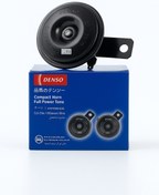 تصویر بوق تک فیش 1دست 2عددی(تویوتاسواری مدل بالا) DENSOژاپن Single-pin horn, set of 2 (for high-model Toyota passenger cars), DENSO Japan