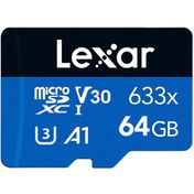 تصویر کارت حافظه MicroSDXC لکسار مدل High Performance 633x ظرفیت 64 گیگابایت Lexar High Performance 633x 64GB A1, UHS-I U3, V30 100MB/s