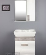 تصویر روشویی کابینت و آینه باکس 60*40 طرح بامبو سفید پتینه تولیپ چینی کرد 