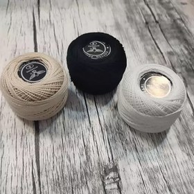 تصویر نخ عمامه سفید مشکی کرم مارک cotton pearl ساخت چین 