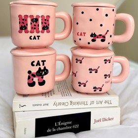 تصویر ماگ گربه صورتی 