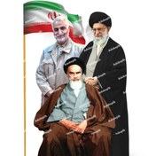 تصویر عکس آیت الله خامنه ای و خمینی و سردار سلیمانی کنار هم ایستاده 