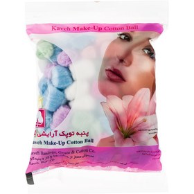 تصویر پنبه توپک رنگی آرایشی گل کاوه 100 گرم Kaveh Make-Up Cotton Ball 100g