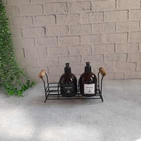 تصویر استند جا مایع دوقلو همراه با شیشه 