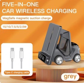 تصویر شارژر وایرلس 5 در1 فورک لیفت گرین لاین GNFLWR5IN1WC غیر اصل Green Lion Forklift 5 in 1 wireless charger  not original