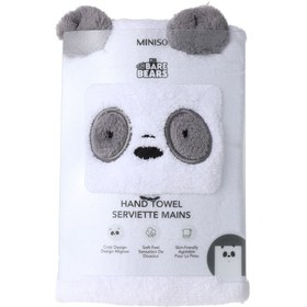 تصویر حوله مینیسو، مدل We Bare Bears 5.0 Collection Coral Fleece Towel، طرح پاندا، سفید/مشکی، 34x 71 سانتی متر 