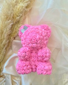 تصویر خرس گل رز صورتی تدی ولنتاین 