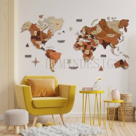 تصویر نقشه جهان پازلی عسلی 