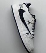 تصویر کتانی نایکی جردن وان تراویس اسکات لویی ویتون مردانه رنگ سفید آبی 