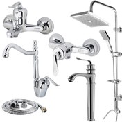 تصویر ست شیرآلات قهرمان مدل آتن ۶ عددی کروم 