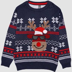 تصویر پلیور بافت پسرانه بانی نو طرح گوزن 