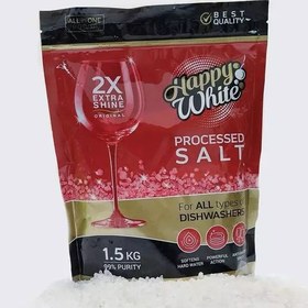 تصویر نمک ماشین ظرفشویی هپی وایت مدل Processed Salt وزن 1.5 کیلوگرم 