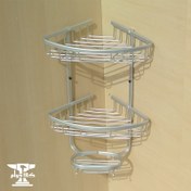 تصویر جالیفی کنجی نقره ای حمام | دو طبقه از جنس آلومینیوم 