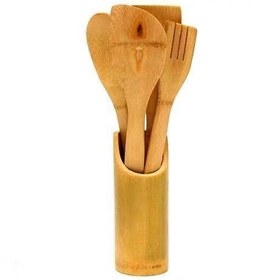 تصویر ست کفگیر و ملاقه ۵ تکه بامبو 