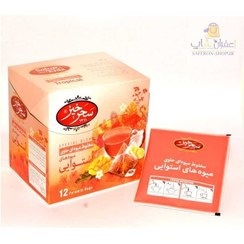 تصویر دمنوش مخلوط میوه های استوایی سحرخیز بسته ۱۲ عددی 