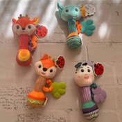 تصویر اسباب بازی جغجغه پارچه ای با دندونی سیلیکونی مناسب تحریک‌ حواس نوزاد از ۲ ماهگی 