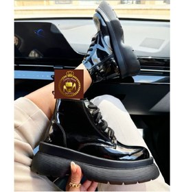 تصویر نیم بوت زنانه ورنی سایز ۳۷ و ۳۸ رنگ زرشکی و مشکی 