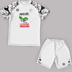 تصویر تیشرت کشتی تیم ملی ایران مدل رگلان رنگ سفید 