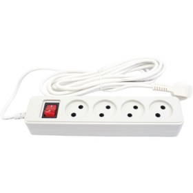 تصویر چند راهی 4 خانه بدون ارت شهاب پارت الکتریک با کابل 5 متری PE653 Part PE653 Power Strip