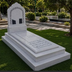 تصویر سنگ قبر «آخرین یادگار» | سنگ مزار سفید با طراحی اصیل و ماندگار - کد 2790 