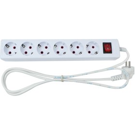 تصویر چند راهی 6 خانه ارت دار فردان الکتریک با کابل 1٫8 متری مدل 31306 Fardan Electric 31306 1.8m Power Strip