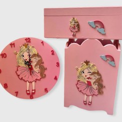 تصویر ست ساعت و سطل زباله و جا دستمالی پونی 