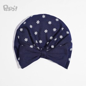 تصویر توربان نوزادی دخترانه طرح برفی طوسی پاپو Papo Papo Gray Snow Baby Girl Turban