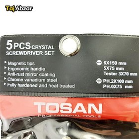 تصویر مجموعه 5 عددی پیچ گوشتی و فازمتر توسن مدل T90N-SB5S Tosan T90N-SB5S Set Screwdriver and Voltage Tester 5 PCS