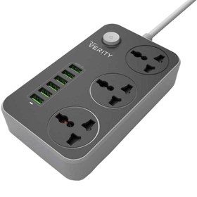 تصویر سه راهی برق وریتی PS 3110 با کابل 2 متری + شارژر USB Verity PS 3110 Power Strip + 6 Port USB Charger