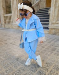 تصویر کت شلوار مازارتی توری بچگانه سایز ۴ تا ۶ سال رنگ سرمه ای 