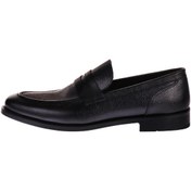 تصویر کفش کالج مشکی چرم طبیعی آریوان 044 