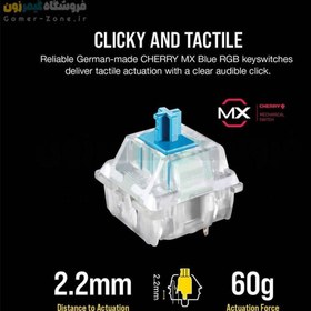 تصویر سوئیچ مکانیکال چری ام ایکس آبی کیبورد مکانیکال مدل CHERRY MX RGB BLUE Tactile & Clicky Mechanical Switch 