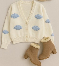 تصویر کاردیگان بافت زنانه ابری وارداتی - نسکافه ای 