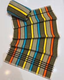 تصویر حوله دست و صورت راه راه ماندگار - سرمه ای 