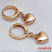 تصویر گوشواره زنانه ژوپینگ مدل قلب با آویز ابکاری طلا 