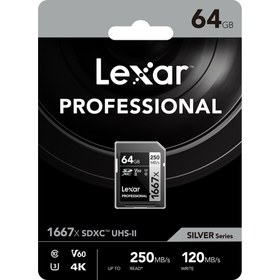 تصویر کارت حافظه لکسار Lexar 64GB Professional 1667x UHS-II SDXC 