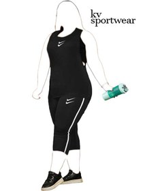 تصویر ست نیمتنه شلوارک کاور بیگ سایز ورزشی زنانه Nike Nike womens big size sports cover shorts set