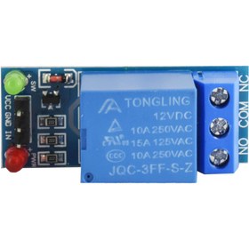 تصویر ماژول رله ۱۲ ولت یک کاناله با خروجی ۱۰ آمپر 