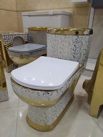 تصویر توالت فرنگی سفید طلایی گاتریا کد۱۱۶ 