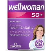 تصویر قرص ولومن +۵۰ Vitabiotics Vitabiotics Wellwoman Iron, Biotin, Zinc, B Complex, Vitamin D Containing Women's Health Vitamin for Over 50 30 Tablets