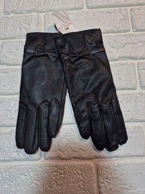 تصویر دستکش چرم زنانه مشکی