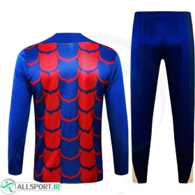 تصویر ست نیم زیپ شلوار بارسلونا Barcelona 2024-25 Blue Red Tracksuit 